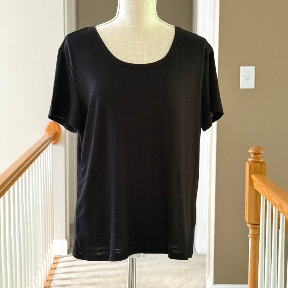 Simply Vera Vera Wang Modern Tee Black Short Sleeve Scoop Neck Slub T-Shirt L